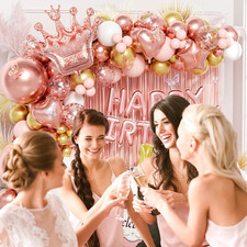Rose Gold Birthday Decorations with Rose Gold Balloons