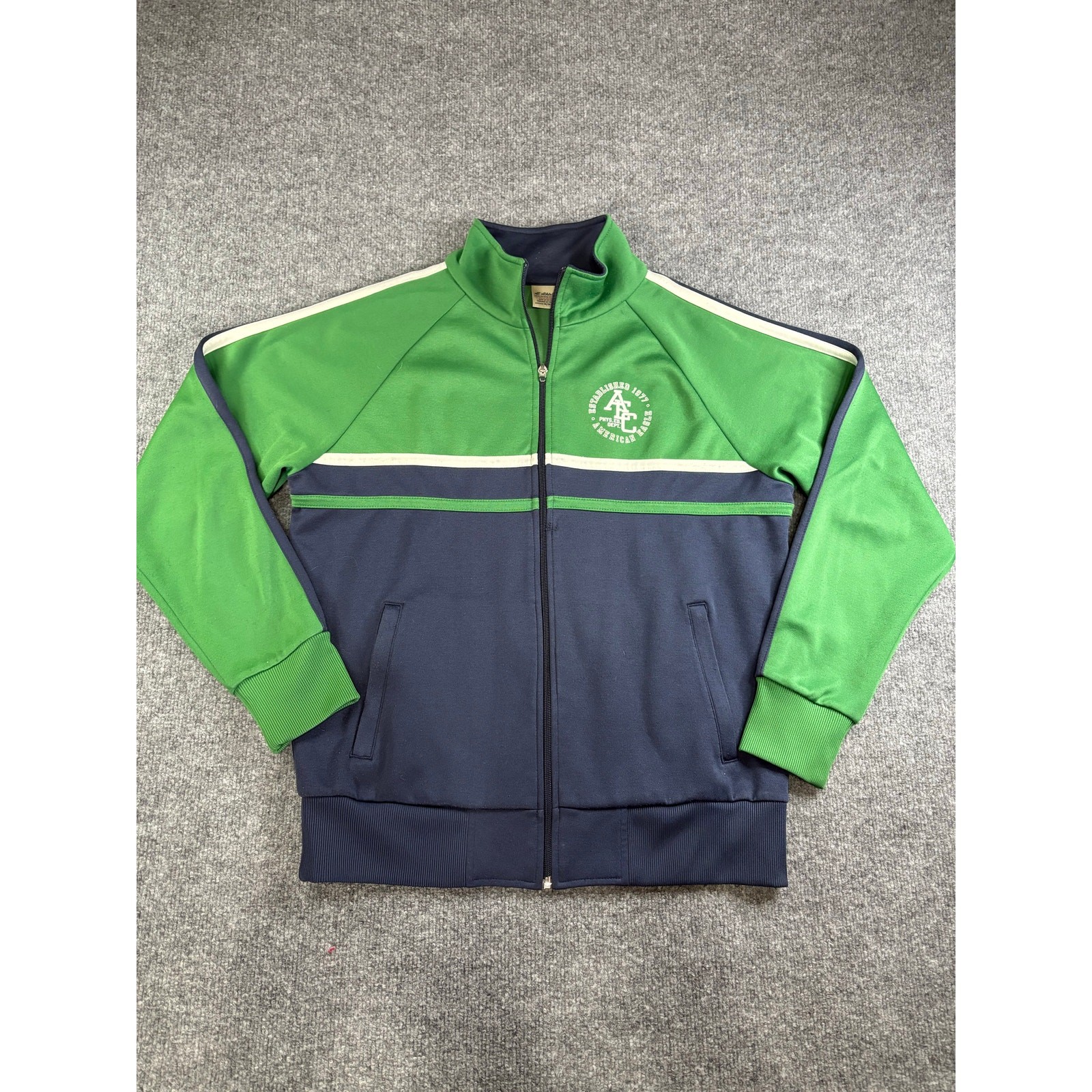 American Eagle Vintage Y2K Track Jacket - Men's Size M Green Blue Preppy