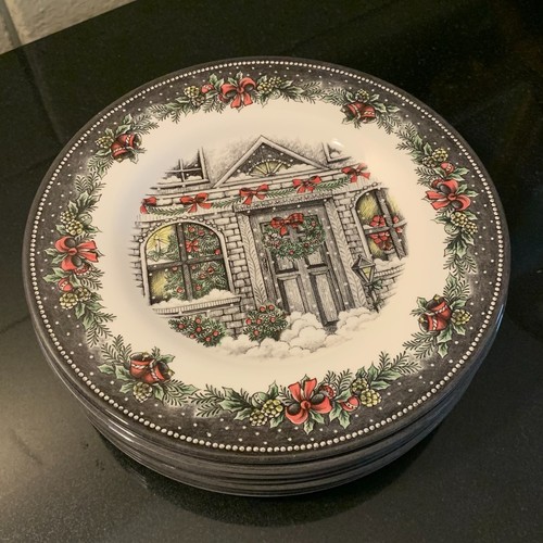 8 piatti insalata Royal Stafford Christmas Home 8 3/8" Made in Burslem England - Foto 3 di 10