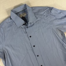 Eton Shirt Mens XL 17.5 Blue Gingham Long Sleeve Contemporary Dress Shirt