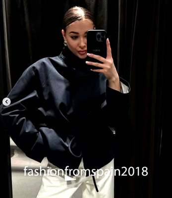 ZARA NEW WOMAN ZW COLLECTION BELTED PARKA NAVY BLUE S,M,L 7522/057/401