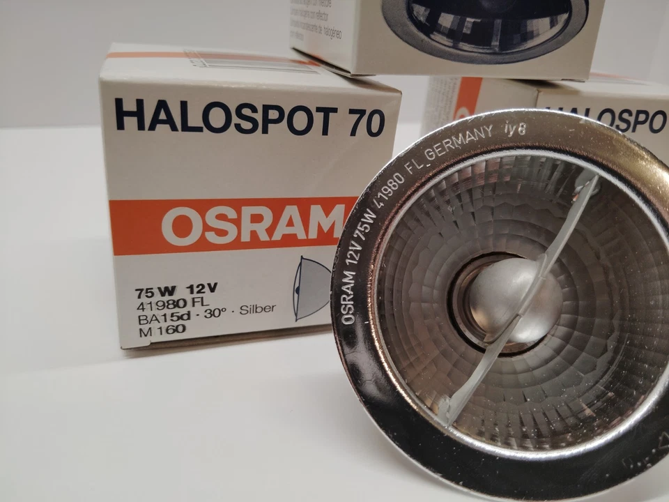 OSRAM HALOSPOT AR70 Aluminum Reflector Lamp 41980 FL 30° 75W BA15d  - 3 Boxed - Image 2 of 3