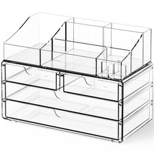 Yieach Acrylic Makeup Organizers 2 Pack Large Clear for Counter Desk Vanity
