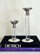 Vintage Silver and Crystal Candlesticks