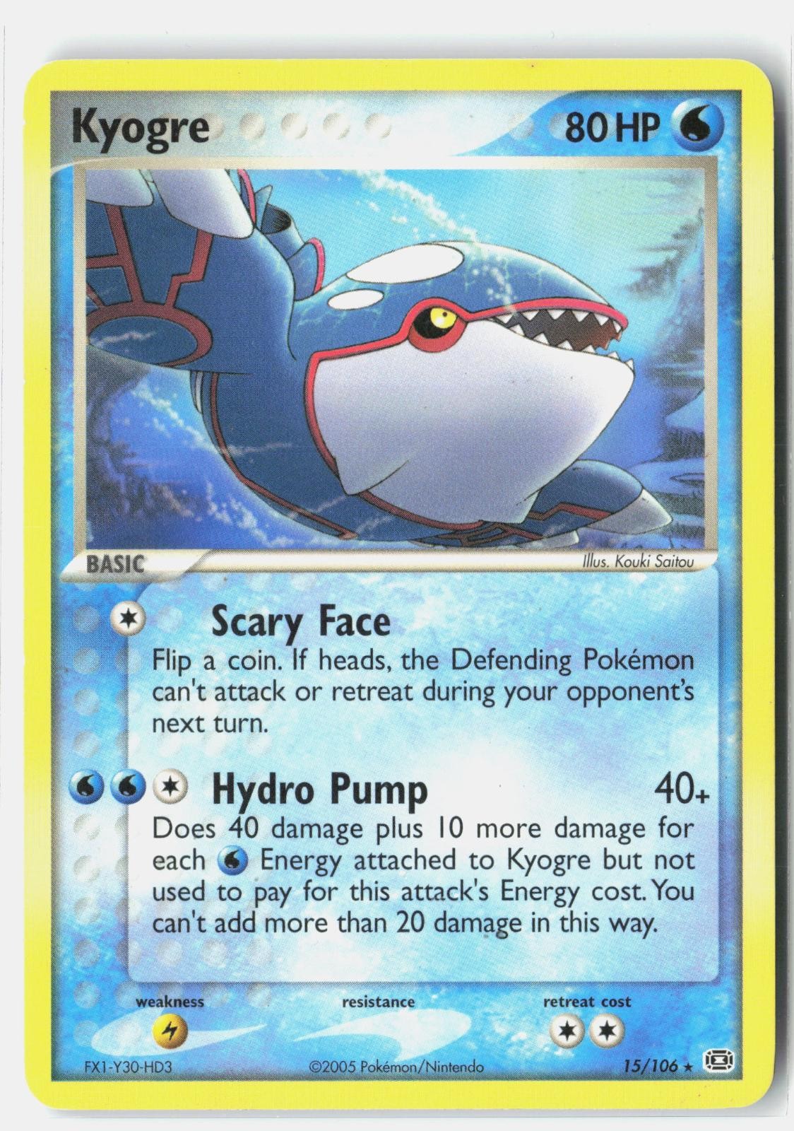 Kyogre 15/106 Rare Emerald Pokemon Moderately Played Kouki Saitou