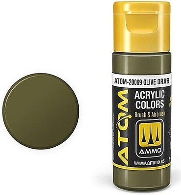 Ammo Atom Color - Olive Drab 20ml Bottle - Hobby and Model Acrylic Paint