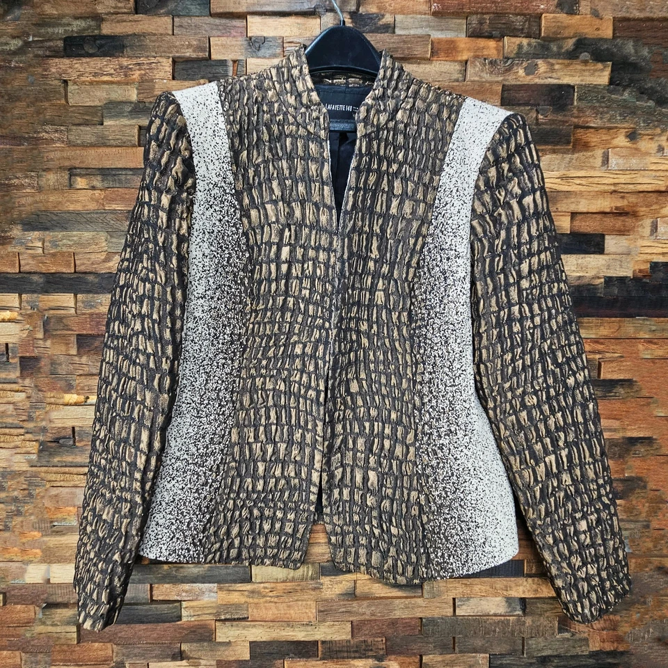 Lafayette 148 New York Womens 14 Embossed Jacket w Dress Wool Blend Animal Print - Image 4 of 4