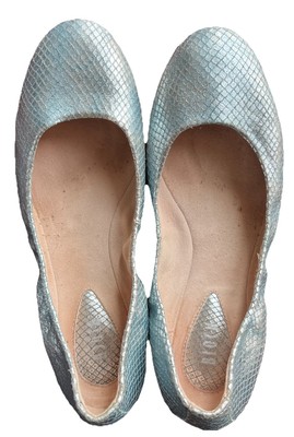 New BLOCH Black Bronze Snakeskin Leather SERENA Ballet Flats Skimmer 36.5 6.5 6