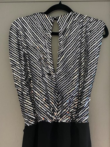 Friends like these (next) 2 in 1 wrap jumpsuit silver sequins& black size 12 - Picture 13 of 14