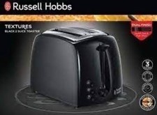 Russell Hobbs TEXTURES 2 Slice WIDE SLOT Toaster 21641 Matt & Gloss BLACK