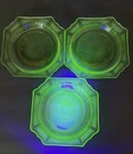 3 Vintage Anchor Hocking Princess Green Uranium Bread Dessert Plates 5 5/8”