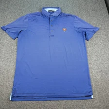 Greyson Shirt Mens Large Blue Striped Army Navy Country Club Performance Stretch