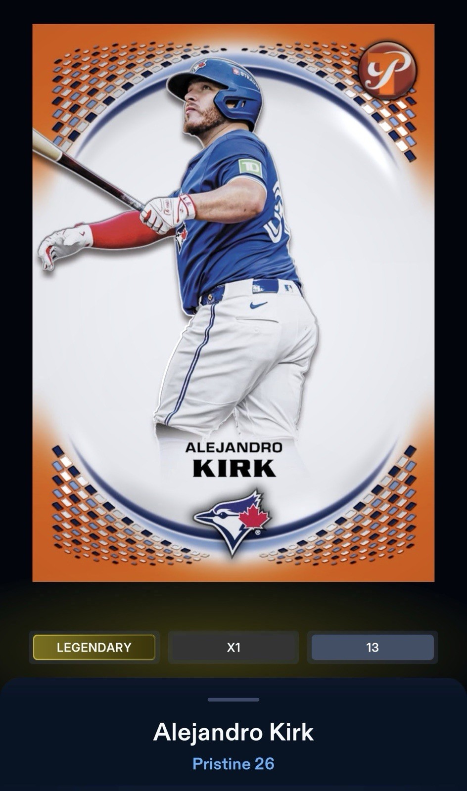 DIGITAL Topps Bunt 2026 Pristine Orange LEGENDARY 25cc Alejandro Kirk