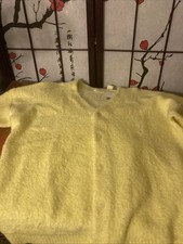 Levi's Men Coit Boxy Cardigan Size L Yellow Button Front Long Sleeve Wool Alpaca