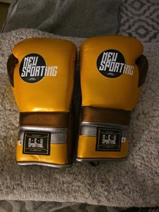 USED IN EXCELLENT CONDITION. 14 OZ GOLD BROWN SILVER NEW SPORTING BOXING Gloves