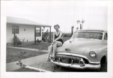 1953 Buick Iowa Plate Woman Swimsuit Hood Dagmar Bumper Photograph 1953 Buick Iowa Plate Woman Swimsuit Hood Dagmar Bumper Photograph
