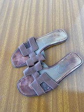 Hermes oran leather brown sandals size 39.5 EU