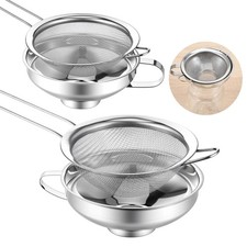 4 Pieces Stainless Steel Funnels with Fine Mesh Strainer, Canning Silver