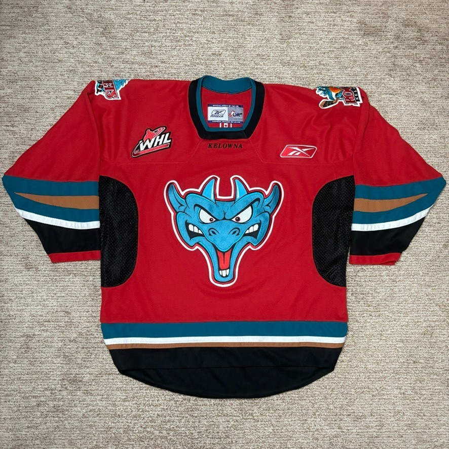 Kelowna Rockets Reebok Hockey Jersey Large Red Alternate Dragon