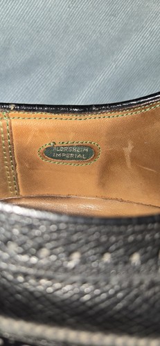 Florsheim Imperial 92804 VTG Black Longwings Royal Wingtip Mens 9.5C - Picture 6 of 8
