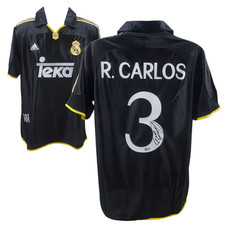 Maglia calcio away firmata Roberto Carlos Real Madrid FC #3 con testimone Beckett