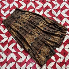 Vintage 1980s 90s Rayon Blend Skirt Women  s Patterned Full Length As Is