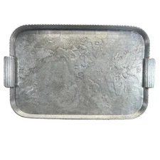 Arthur Armour Hammered Aluminum World MAP Tray Atlas 12.5" x 20" MCM 1960-70s
