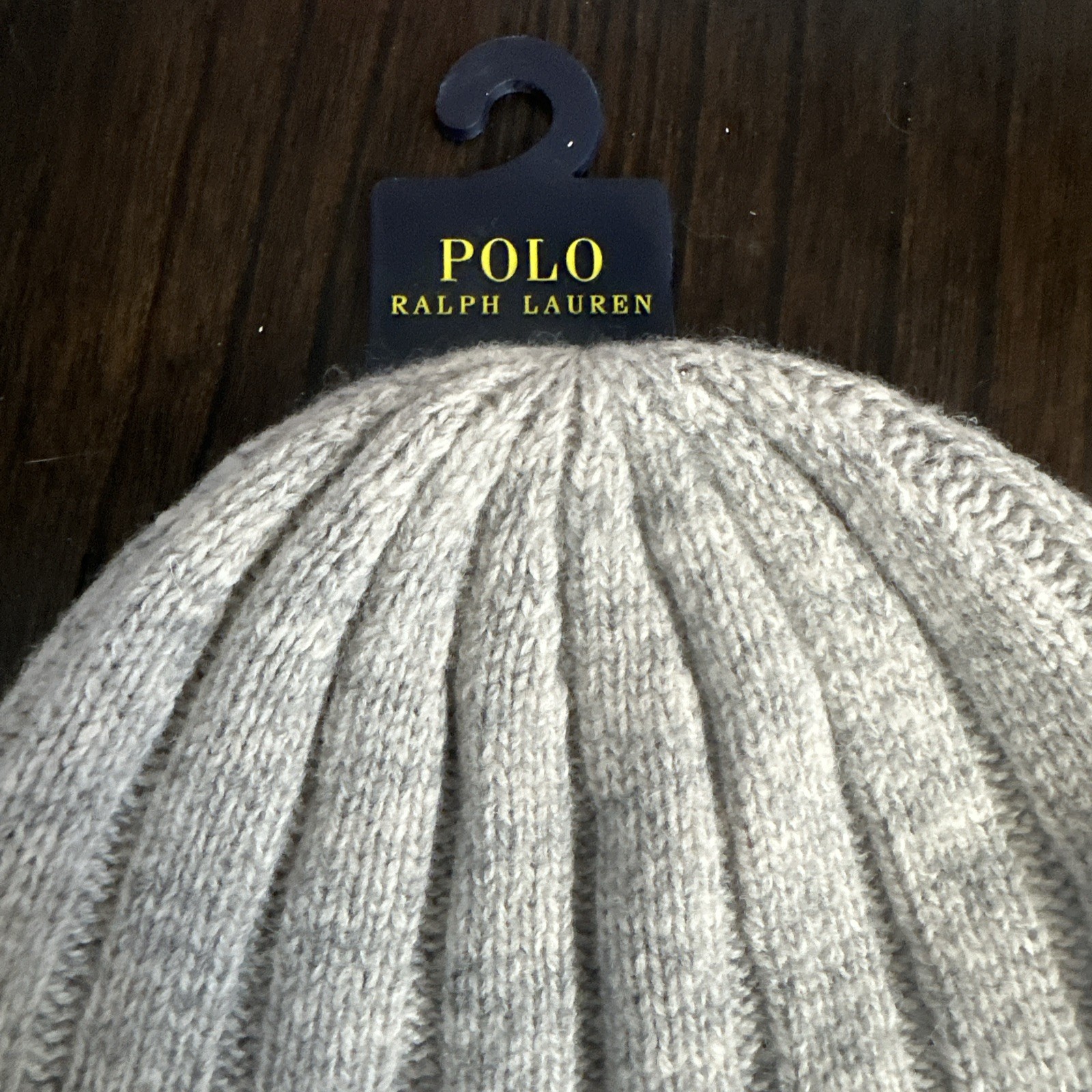 Polo Ralph Lauren uomo grigio chiaro marino pony misto lana logo polsino a costine berretto