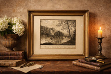 tableau Dessin ancien paysage animé XVIIIe attribué à Léopold Bouly de Ledains