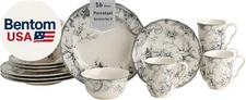 Adelaide 16-Piece Casual Grey Porcelain Dinnerware Set – Service for 4, Classic