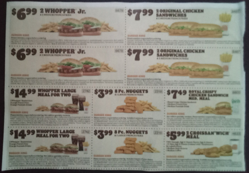 1 Foglio di 10 Coupon Burger King Nuovi tutti in scadenza 11 ottobre 2025