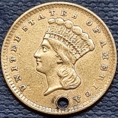 1856 Indian Princess Head One Dollar Gold 1$ AU Details #98793