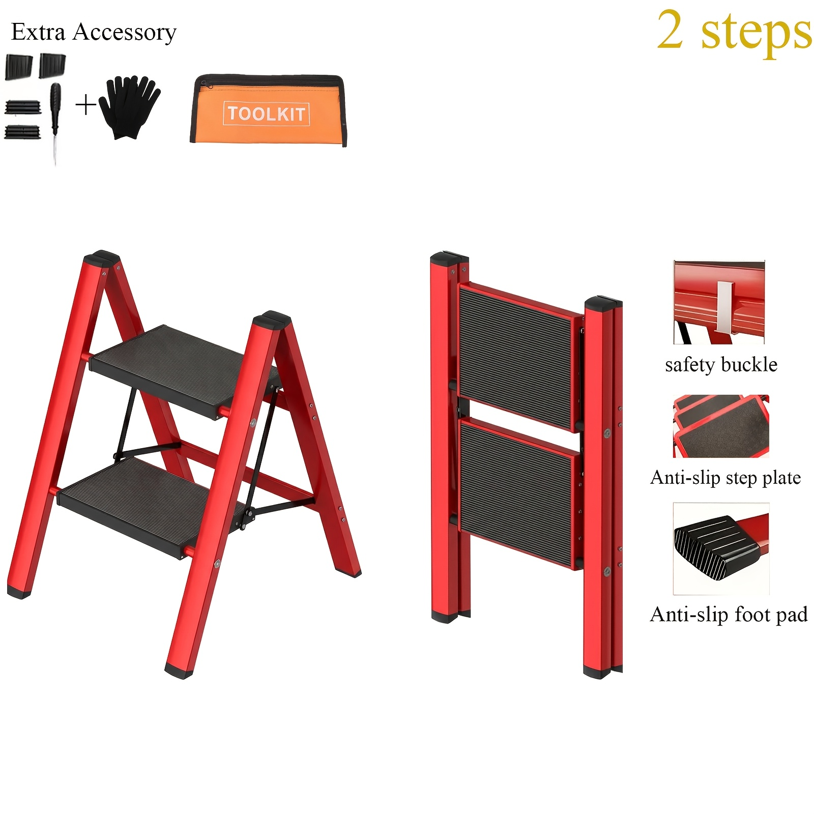 [Durable Folding Ladder] 149.69 KG Capacity, Durable, Lightweight 2/3/4 ...