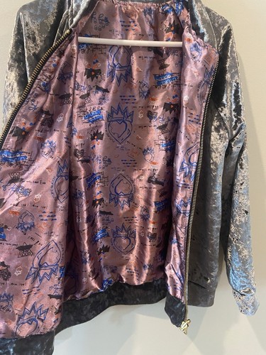 Disney Descendants Crushed Velvet Jacket Girls L M Satin Lined Dragon Crown - Picture 3 of 8