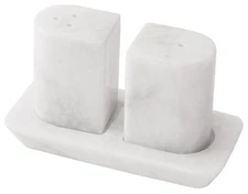 Radicaln Marble Salt and Pepper Shakers 2.5" White Handcrafted Stone Saleros ...