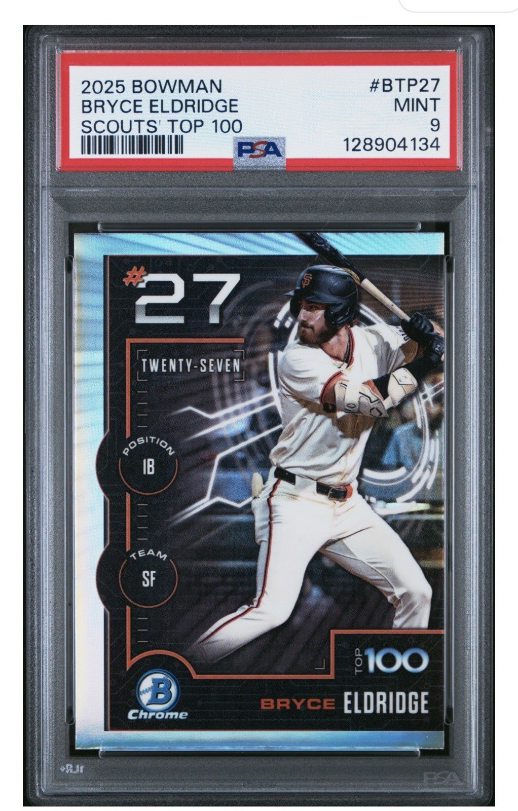 2025 BOWMAN SCOUTS' TOP 100 #BTP27 BRYCE ELDRIDGE PSA 9 GIANTS