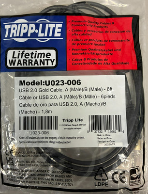 Tripp Lite - U023-006 - USB 2.0 A/B Cable with Ferrite Chokes (M/M) - Black 6-ft