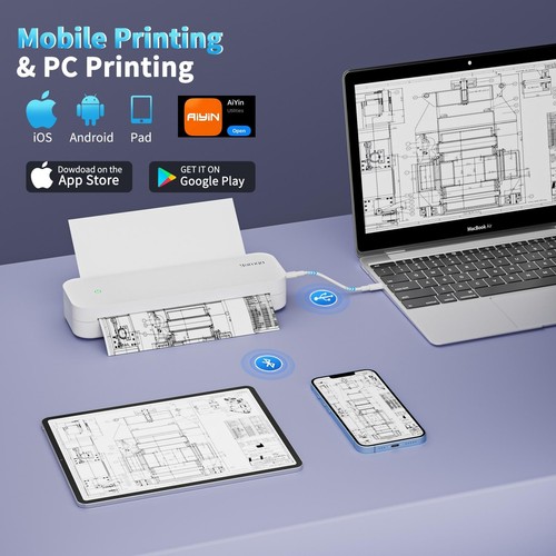 Portable Thermal Wireless Printer for Travel Support iOS, Android, Windows - 第 3/6 張圖片