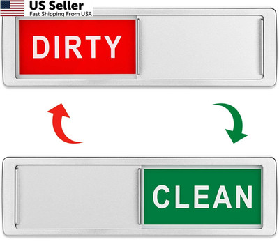 Cimkiz Dishwasher Magnet Clean Dirty Sign Shutter Only 7*2 inches, A) Silver