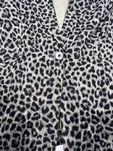 CABI Womens 14 Leopard Paint Blazer Jacket Gray Tan Black Ponte Knit Stretch - Picture 6 of 11