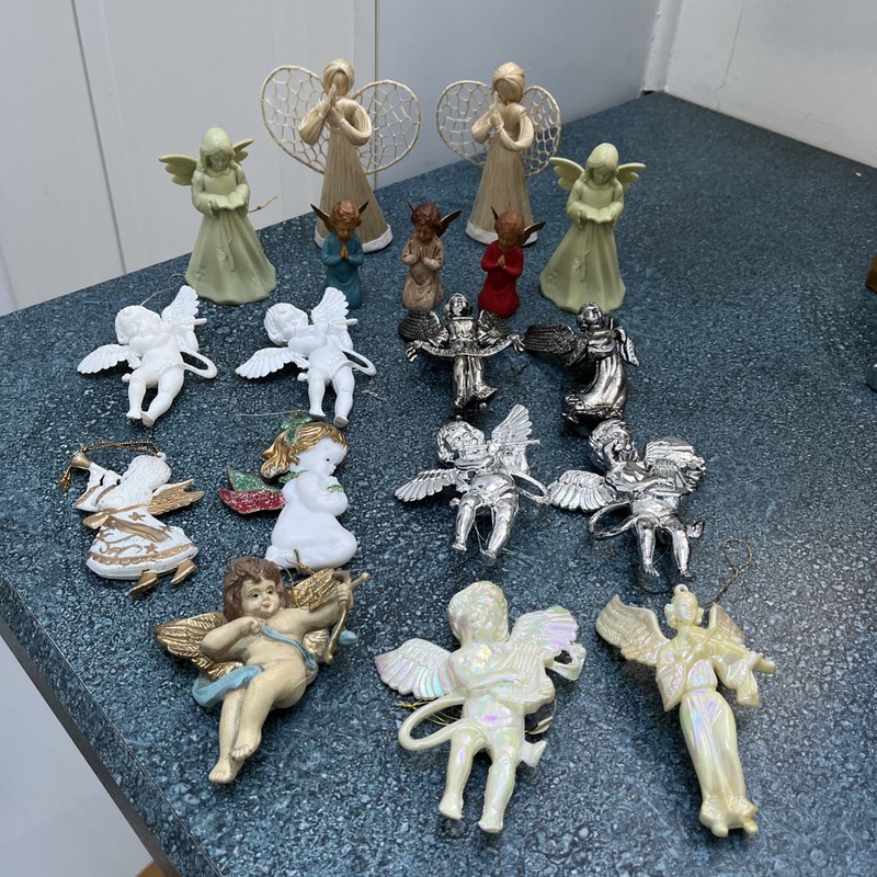 Vintage Lot 18 Christmas Angel Cherub Ornaments