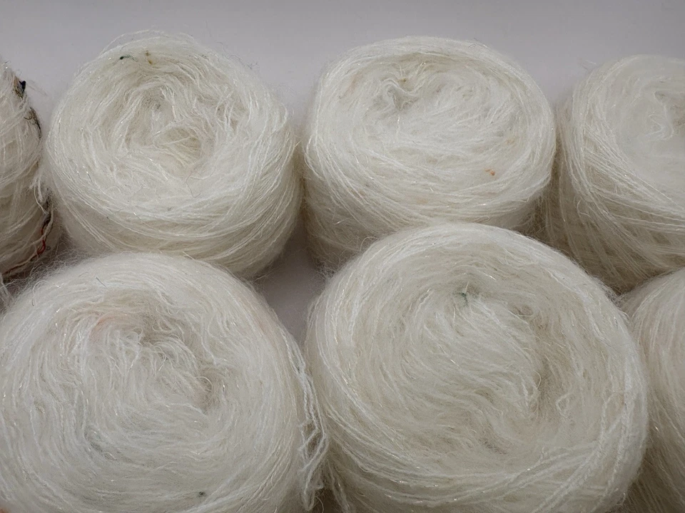 Lot of 15 Faux Mohair Yarn Speckle White Shimmer 300+g 1000+yds Total READ - Image 4 of 4