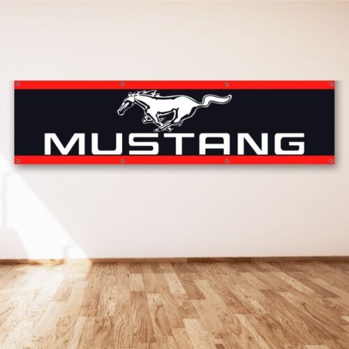 Ford Mustang 2x8 ft Banner Car Racing Show GT Shelby Cobra Sign Flag - Afbeelding 1 van 10