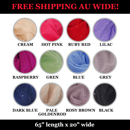 Glitter Chiffon Scarf 12 Colours No Fringe 1pc or 2pcs -Fast Ship From Sydney - Picture 2 of 34