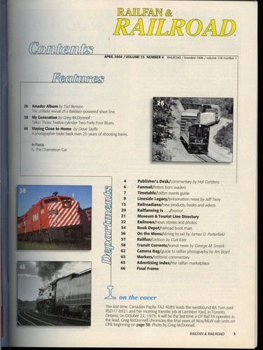 Railfan & Railroad Magazine April 2004 Alco Cab Finale on CPR - Picture 2 of 2
