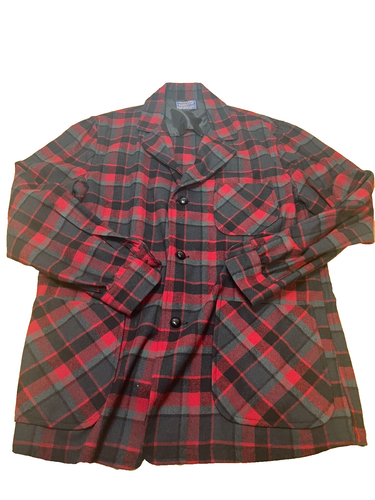 Pendleton Red Flannel Size L 100% Virgin Wool Button Up