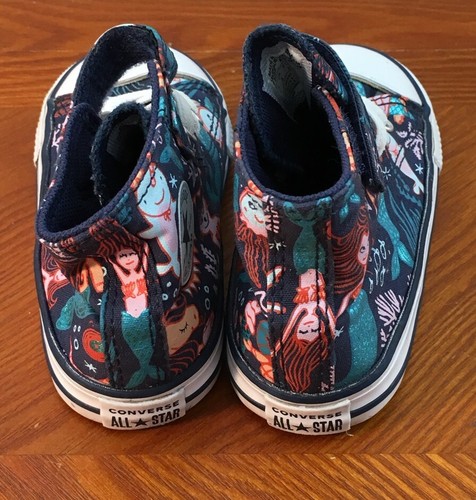 Converse All Star Chuck Taylor Junior Girls Size 8 Shoes Blue Mermaid Sneakers - Picture 6 of 10