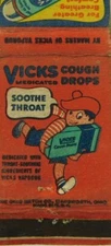 Vicks Cough Drops Medicated Vicks Inhaler Breath Well! Vintage Matchbook Cover