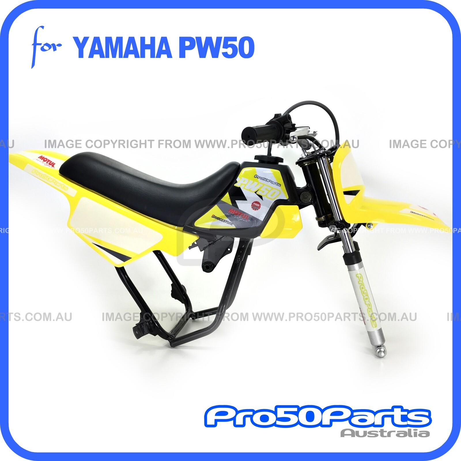 Yamaha PW50 Yellow Plastics Fender + Black Tank, Seat + FREEBIES