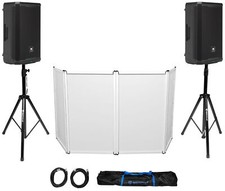  2 JBL PRX912 12" 1000w RMS Powered 2-Way DJ PA Speakers w/ DSP Stands Facade